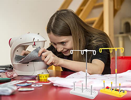 Thread Spool Holder Stand- 3 Spools Holder for Domestic (Home-Base) Embroidery and Sewing Machines - Four Colors for Choices - color: White