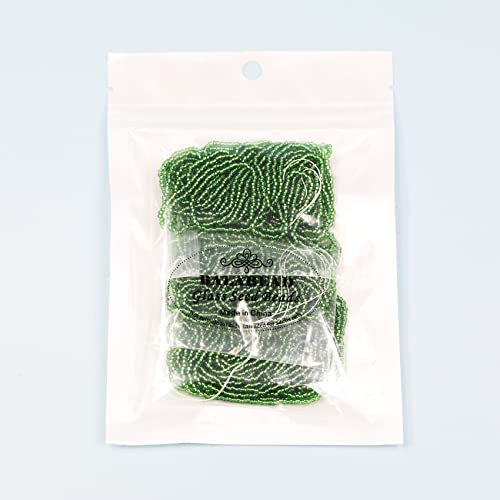 11/0 Glass Silver Lined Seed Beads Hanks (1 Hank 3 Meters, 3 Strings, Total 9 Meters, About 6000pcs, Dark Green Sliver Lined) - color: Dark Green-Sliver Lined