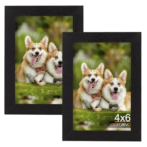 TOFOREVO 4x6 Picture Frames Set of 2, Black - color: Black Wood Grain, size: 4x6