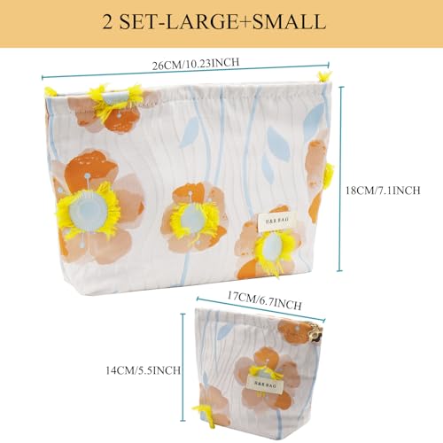 getgto 2 Pcs Makeup Bags, Large Cosmetic Bag Travel Toiletry Bag - color: A colorful flowers