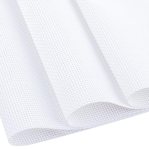 MYFAMIREA Cross Stitch Aida Fabric 11 Count, 28 by 19 Inch Large Size, Classic Reserve Cross Stitch Aida Cloth for Home DIY Embroidery Decoration, White - color: White, size: 11 CT 28 x 19In