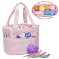 Teamoy Small Knitting Bag, Yarn Storage Tote, Crochet Bag Organizer, Pink - color: Pink