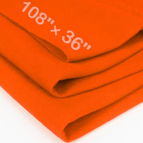XSEINO Orange Large Felt Fabric 108" X 36 "(3 Square Yards), 1.4 mm Thick Soft Felt Fabric Sheet for Crafts, Orange Series Colors Soft Nonwoven Fabric, Fit for Decoration, Sewing, DIY Crafts - color: Orange