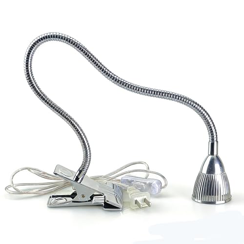 QUANS 5W High Power Clip-on Flexible Gooseneck Cool White LED Desk Light - color: Silver (Cool White) Non-Dim