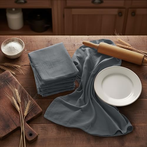 Utopia Kitchen Light Grey Flour Sack Towels [6 Pack-28 x 28 in] 100% Cotton - color: Light Grey, size: 6 Pack