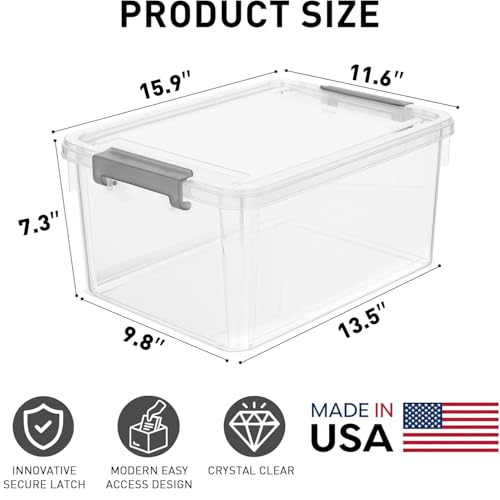 Citylife 17 QT Clear Storage Bins with Lids 1 Pack Plastic Storage Bins - size: 1 Pack-17QT-N
