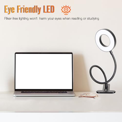 Clamp on Lamp, Desk Lamps, 8W Clip Light, Warm & Daylight & White Light 3 Colors, 10 Dimmable Illumination Modes (3 Pack) - size: 3-pack