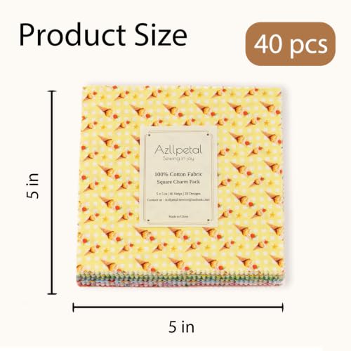 5" Fabric Squares, Cotton Squares, Rainbow Charm Pack Fabric for Quilting - color: Beach Carnival