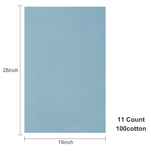 Aida Cloth 11 Count Cross Stitch Fabric,19×28inch (11CT,Sky Blue) - color: Sky Blue, size: 11CT