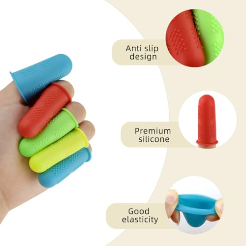12 Pieces Finger Protectors Silicone Finger Protector for Hot Glue Gun Wax Resin Honey Adhesives Guard Tips Caps Pads Covers Fingers Thimble Protectors for Sewing Sorting Counting Task (3 Sizes)