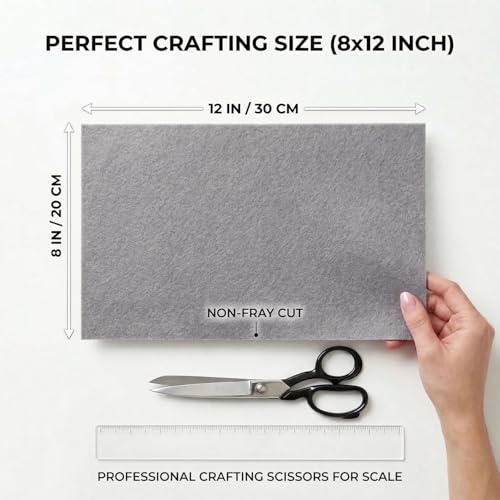 Grey Felt Fabric Sheets Stiff 20 Pcs 8" X 12" 1mm Thick - color: Grey