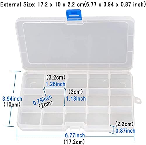 Qualsen Bead Organizer Box with Adjustable Dividers, 15 Girds, 4 Pack - size: 15 Gird-4s