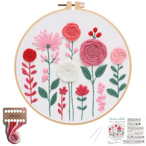 Nuberlic Floral Embroidery Kit for Beginners Adults - color: Floral