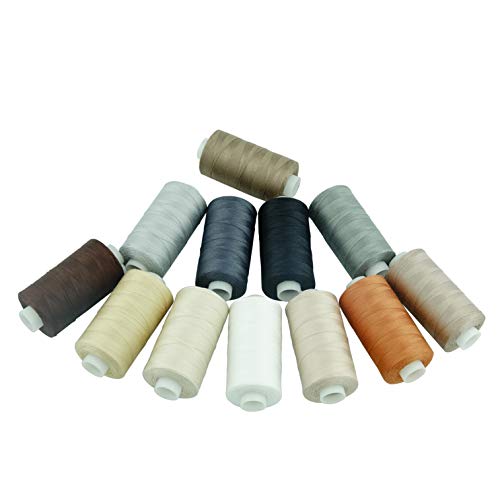 Simthread 12 Multi Colors All Purposes Cotton Quilting Thread 50s/3 Thread for Piecing Sewing etc - 550 Yards Each (Neutral Colors) - color: 12 Neutral colors