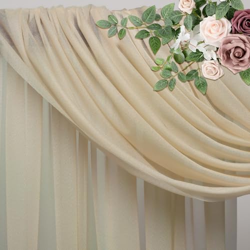 Wedding Arch Draping Fabric 1 Panel Champagne Sheer Backdrop Drapes - color: Champagne, size: 1 Panel