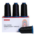 Poolin Black2 Embroidery Thread, Huge Spool Richword Selected 4 Rolls 4000M(4374Y) 40WT Polyester Thread for All Embroidery Machines - color: Black