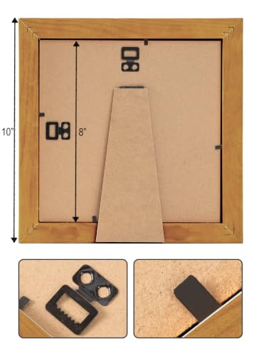 Rustic Wooden Square Picture Frames 8x8 - Set of 2-100% Natural Solid Eco Wood with Real Glass for Wall Mounting and Tabletop Photo Frame - Honey Brown - color: Honey Brown