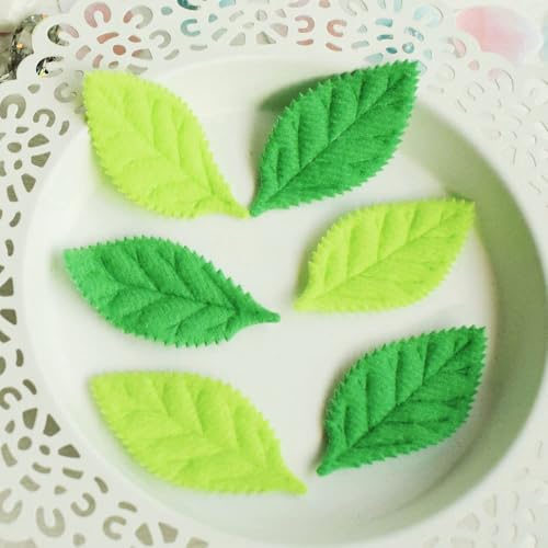 YYCRAFT Pack of Padded 2-Faced Satin Velvet Leaf Appliques/Craft (180 PCS Lime/Green) - color: 180 PCS Lime/Green