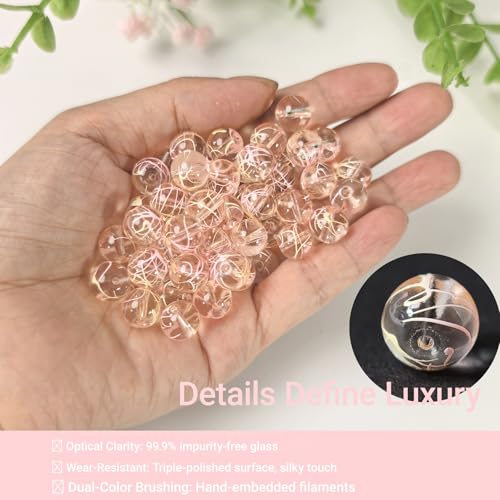 10mm Hand-Drawn Glass Beads Bulk 160pcs Yellow Pink Round - color: Yellow&Pink 10mm