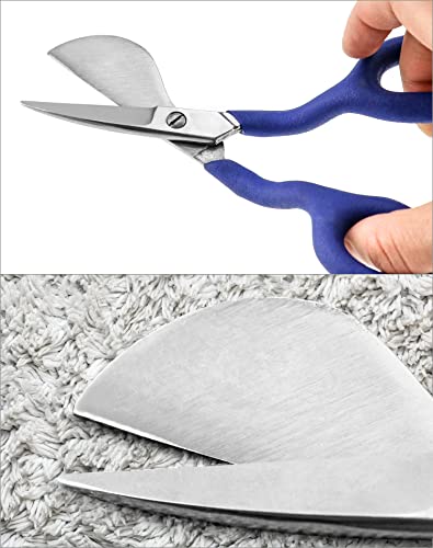 QWORK Duckbill Shears, 7 in Duckbill Applique Scissors, for Carpet Pile, Carpet Punch - Blue - size: 1 Pc