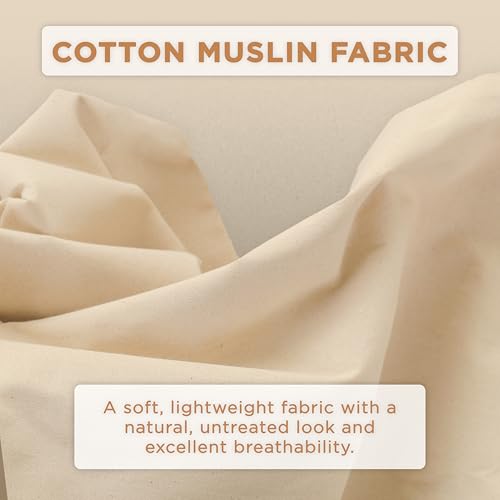THE ART BOX 100% Cotton Muslin Fabric by The Yard – Natural Unbleached, Medium Weight Sewing Fabric, 63 Inches Wide – Pre-Cut Fabric for Crafts, Quilting & Dressmaking - size: 2 yard pre cut