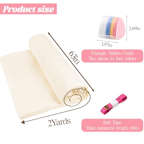 100% Cotton Muslin Fabric 63inch X 2Yards Linen Cotton Fabric by The Yard - size: 2 yard pre cut