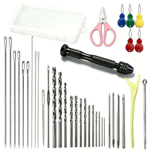 39PCS Professional Candle Making Kit with Soy Candle Wicks,Extra Long Big Hole Wicking Needle Hand Twist Drill Bits with Storage Bag,Mold Punch Set with Hook Eye for Inserting Candle&Mold Wicks - color: 39pcs