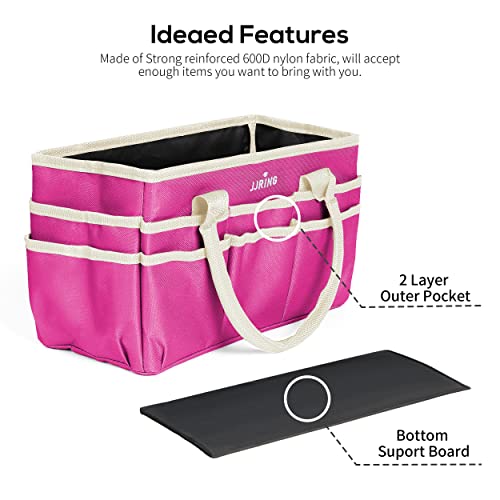 JJRING 600D Nylon Craft & Art Organizer Tote Bag With Pockets, Rose Red - color: Rose red, size: Small