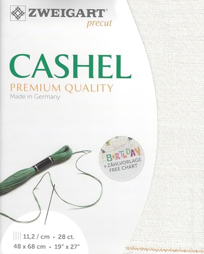 Wizardi Cashel 28 Count Opalescent White 3281/1111. Needlework Canvas, Cross-Stitch Fabric, Embroidery Cloth, Needlepoint Canvas. 94% Linen and 6% Met.Polyester. Precut Zweigart - color: Opalescent White