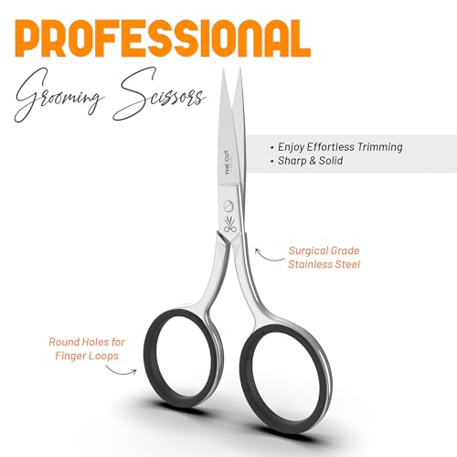 The Cut Factory® Precision Facial Hair Scissor Premium Stainless Steel Grooming Tool for Eyebrows, Mustache & Beard One Tool, All Power – No Fillers, (1x scissors only)