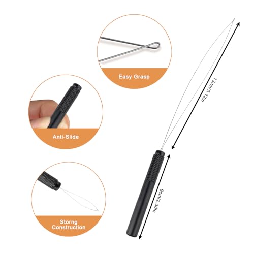 Hair Extension Looper for Micro Beads 5Pcs Sewing in Extensions Removable Pulling Hook Tool Loop Handle Threader for Feather Extensions - color: 2 Gold