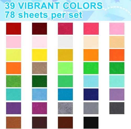 Phinus Felt, 78PCS Felt Sheets, Colourful of Felt Fabric Can Be Used for DIY, Sewing, Patchwork, Decoration (4" x 4")