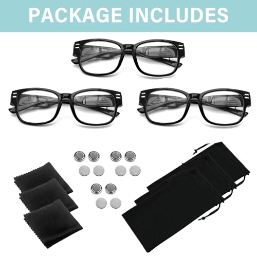 3Pack Reading Glasses with Light and Magnifier Bright Led Readers with Lights Blue Light Blocking Lighted Eye Glasses - color: Style 1