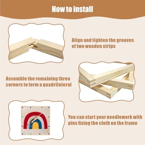 12PCS Stretcher Bars for Needlework w 100 Tacks for Women's Birthday Gifts - color: Natural-12pcs