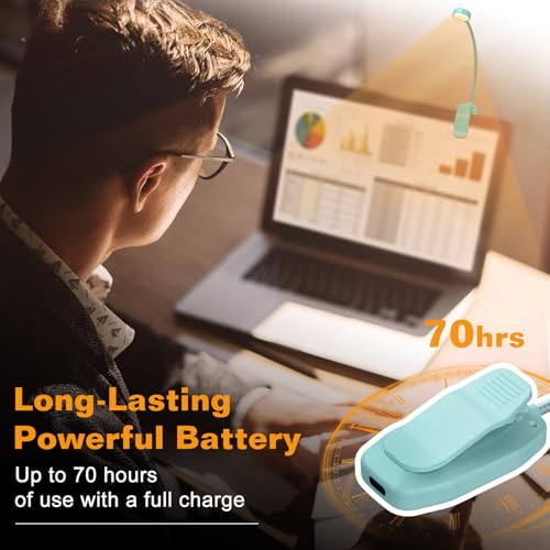 KTEBO 2 Pack Rechargeable Book Light Clip-On Reading Light for Books in Bed - color: Black & Blue