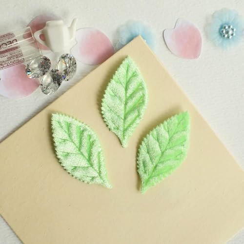 YYCRAFT Pack of Padded 2-Faced Satin Velvet Leaf Appliques/Craft (180 PCS Lime/Green) - color: 180 PCS Lime/Green