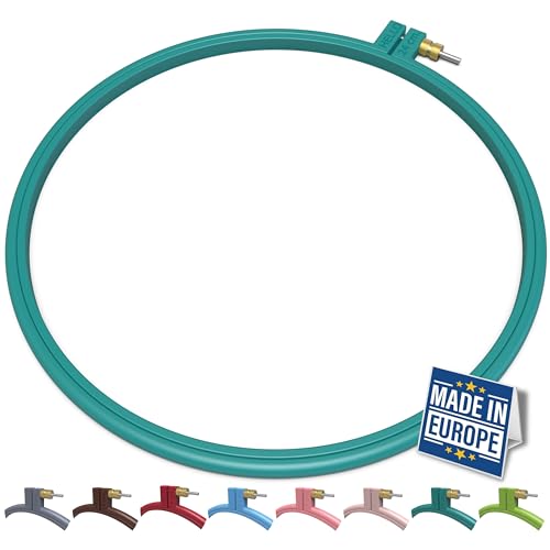 Maker Susan Plastic Embroidery Hoop, Hello Series Cross Stitch Hoops for Beginners, Punch Needle Hoop, Embroidery Frames for Sewing, Needlework, Embroidery Projects (Turquoise, Large 9.45" (24 cm)) - color: Turquoise, size: Large 9.45" (24 cm)