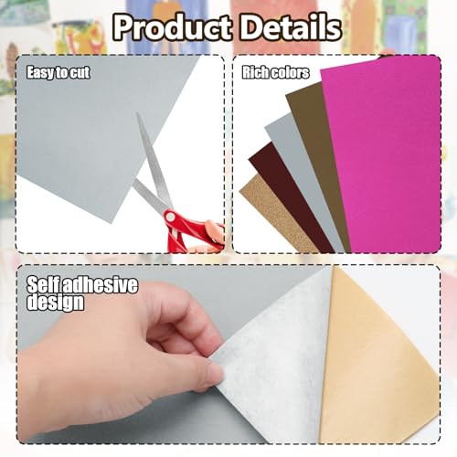 Biaungdo Self Adhesive Felt Sheets, Grey, 12 Pcs, 8 x 12 Inch - color: Grey