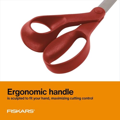 Fiskars Left-Handed Scissors, Precision Cutting for Craft Fabric Paper, Ergonomic Comfort Grip, Stainless Steel, 8", Red (Pack of 12) - style: Left-Handed (Pack of 12)