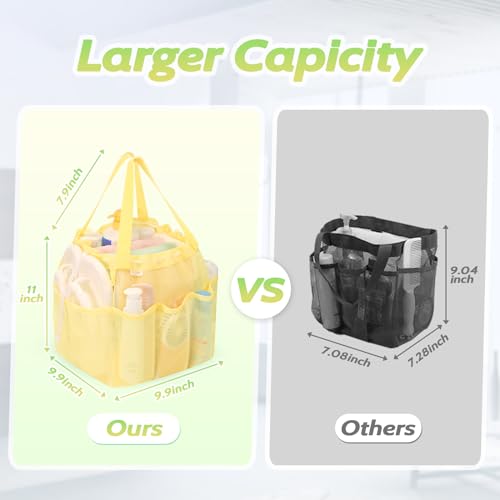 famichan Mesh Shower Caddy Portable with Drawstring, Dorm Room Essentials for College Students Girls & Boys, Large Shower Bag for Camping,Swimming,Gym,Travel,Bathroom - Yellow - color: YELLOW