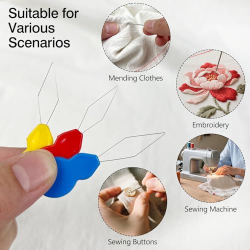 40-Pack Gourd-Shaped Plastic Needle Threaders – Random Colors with Clear Storage Box, Wire Loop Sewing Tools for Hand & Machine Stitching