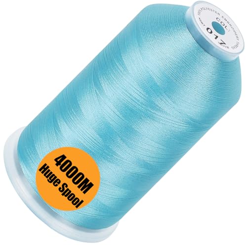 New brothread 4000M Huge Spool Embroidery Machine Thread - Light Blue - color: Light Blue-017
