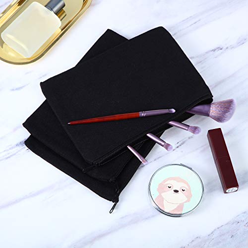 Gejoy 10 Pack Blank Canvas Cosmetic Bags Zipper Pouch DIY,M,Black - color: Black, size: Medium