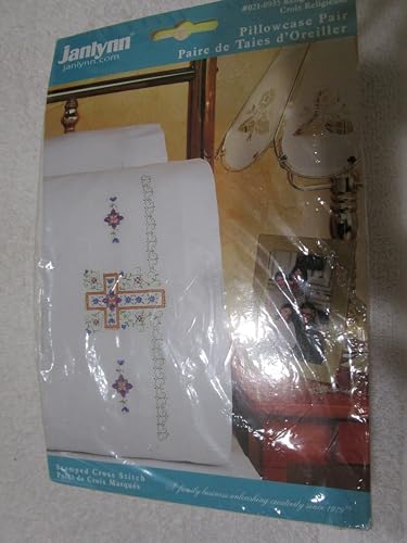 Janlynn Religious Cross Pillowcase Pair Stamped Cross Stitch-20 X30