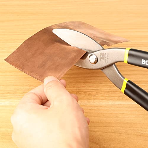 10 Inch Straight Pattern Tin Snips Metal Cutters, High Strength Forged and Heat Treated Carbon Steel with Comfortable Black Rubber Handle - size: 10 Inch