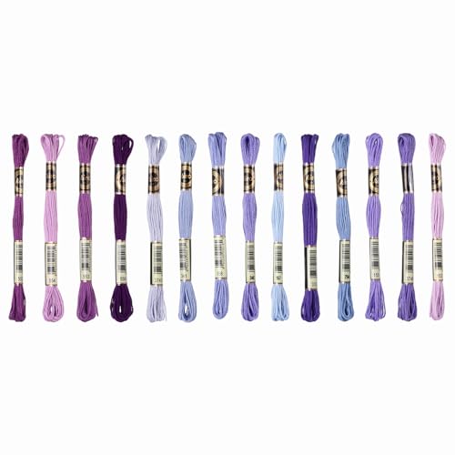 PATIKIL 14 Skeins Embroidery Floss Polyester Threads Blue-Purple Gradient - color: Blue-Purple Gradient