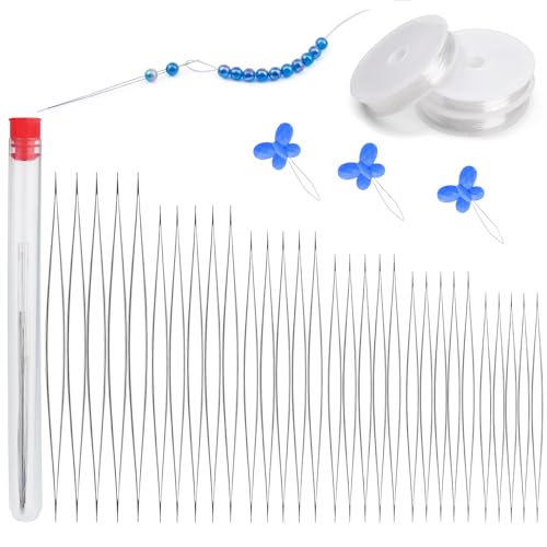 FTEVEN 37PCS Beading Needles, Big Eye Bead Needles for Jewelry Making