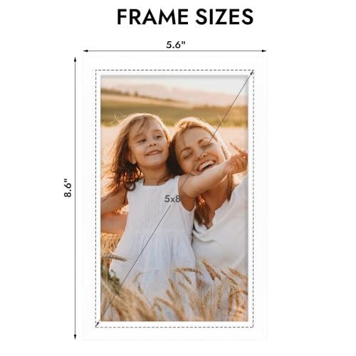 Hongkee 5x8 Picture Frame, 5 x 8 Solid Wood Frame with Real Glass - color: White, size: 5 x 8