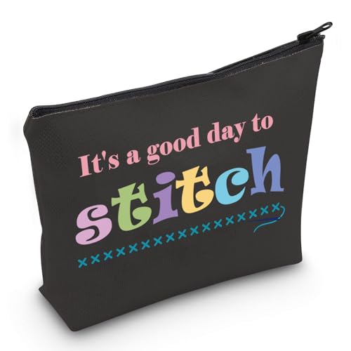 JXGZSO Cross Stitch Project Cosmetic Bag It's A Good Day To Stitch Makeup Bag Cross Stitch Lovers gift Needleworker Gift (Day To Stitch Bag)