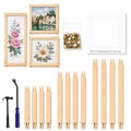 ZOCON 12PCS Needlepoint Stretcher Bars with 3 Sizes, Wooden Stretcher Bars for Needlework Needlepoint Embroidery Stitch Frame, Include 6 PCS of Needlepoint Canvas and Other Needlepoint Accessories